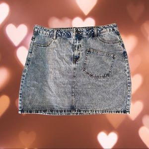 Acid Wash, High Waist Denim Mini Skirt
